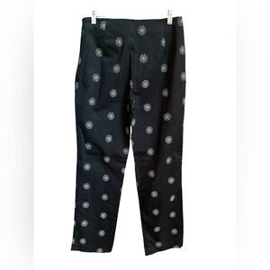 Vintage Black Cotton Trouser Pants with Metallic Silver Cobwebs Size 6